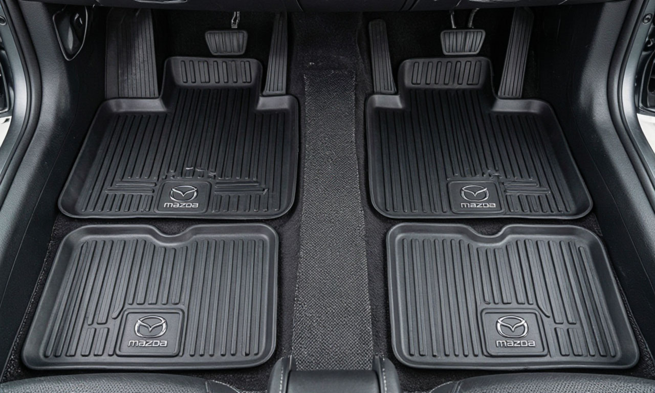 Комплект ковриков для Mazda, продуманная форма под педали и ниши